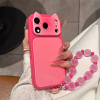 Coque de téléphone en acrylique avec design oreilles de chat mignonnes, dégradé, pour filles, antichoc, protection de l'appareil photo, compatible avec iPhone 13-18