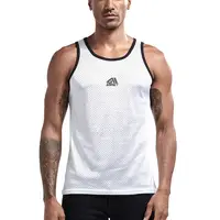 Camiseta de malha para treino atlético, malha de secagem rápida masculina casual regata fitness de academia