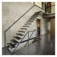 Escalier flottant intérieur sur mesure avec rampe en verre trempé pour villa, appartement résidentiel, décoration intérieure, escalier flottant