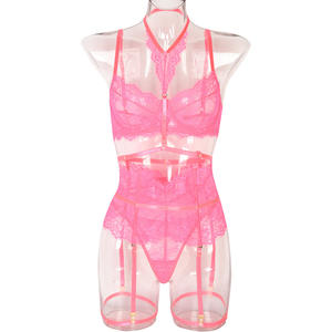 3 Stuk Pour Femmes Dames Sexy Transparante Lingeries-Sexy Hart Borduurder Doorzien Valentine 'S Day Lingerie Set Met Kousenband - Product Image 6