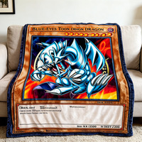 Couverture en flanelle pour jeu de cartes à collectionner, épaisse, imprimée, douce, motif dragon anime, couverture en peluche personnalisée, couvertures chaudes pour l'hiver