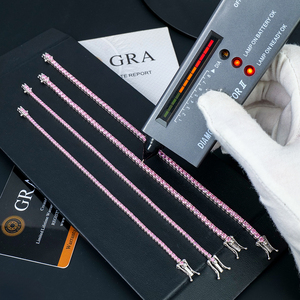 Classic 2mm 3mm Pink Moissanite Tennis <b>Bracelet</b> Women's Jewelry <b>Gemstone</b> & Diamond 925 Sterling Silver Link Chain <b>Bracelet</b> - Product Image 4