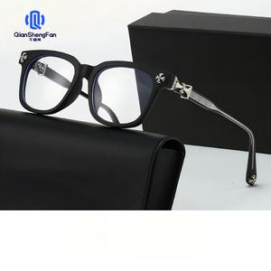 新しい軽量ブルーライトカットフラットレンズレトロプレーンフェイススリムブラックフレームサングラス（アウトドア用） - Product Image 4