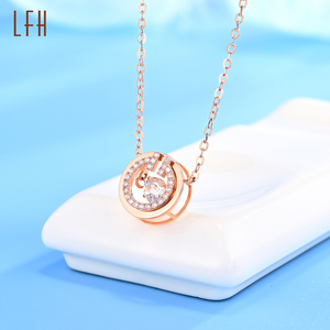 2022ทรงรูปตัวยู18K แข็งนำโชคดีไซน์ใหม่ประดับเพชร CZ หินรูปเกือกม้าสร้อยคอบริสุทธิ์18K - Product Image 2