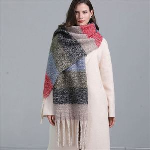 Écharpe élégante en cachemire à carreaux de luxe pour femme, hiver 2022, châles et étoles en pashmina - Product Image 6