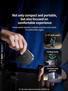 Cargador Inalámbrico Magnético 2 en 1 UGREEN de 17.5W para iPhone y AirPods con Soporte Plegable, Entrada Tipo-C - Product Image 3