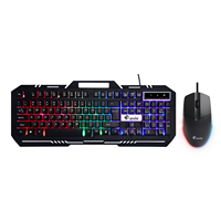 Ensemble clavier et souris de jeu USB LED KM77, filaire, avec cadre métallique, pour ordinateur de bureau, ordinateur portable, usage professionnel