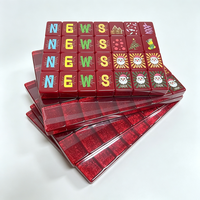 Ensemble de Mahjong de Luxe en Acrylique Transparent Rouge avec Motif Père Noël, Tuiles de Mahjong Portables, Jeu de Table pour Réunions Familiales
