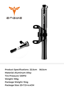 Engwe Mini pompe à main en alliage d'aluminium pour vélo Gonfleur de pneu haute performance Pompe à vélo portable avec fonction haute pression - Product Image 5