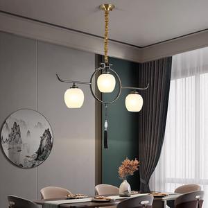 Lámpara de Techo Moderna de Estilo Chino, Totalmente en Cobre, Altura Ajustable, Diseño Largo y Estrecho, Estética Zen, para Salas de Exhibición, Salones de Té, Estudios - Product Image 1