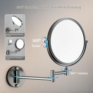 <span class=keywords><strong>Miroir</strong></span> de maquillage mural rétractable en métal pour salle de bain, sans perçage, avec lampe, <span class=keywords><strong>miroir</strong></span> grossissant pliable pour hôtel, fixation par ventouse - Product Image 2