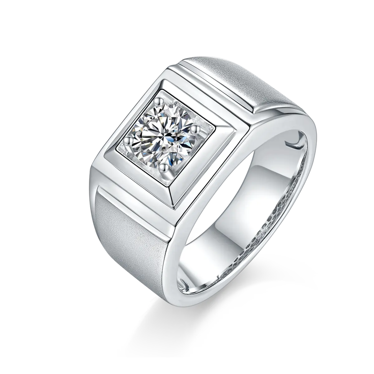 उच्च गुणवत्ता 1 कैरेट हीरा Moissanite छल्ले अनुकूलित पुरुषों लक्जरी फैशन रोमांटिक 925 स्टर्लिंग चांदी की अंगूठी