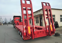 Semi-trailer Low-bed 7-axis 80-ton yang Dapat Diperpanjang, Konstruksi Baja, Heavy Duty, Landing Gear, Suspensi Udara, Panjang 17m, Laris Terjual