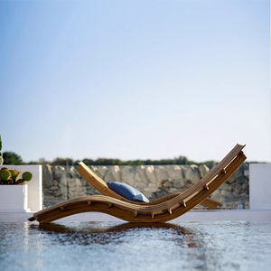 Ensemble de chaises longues de salon d'extérieur en teck massif moderne, résistant à l'eau et aux UV, meubles pour villa, hôtel, salon, jardins, patios - Product Image 2