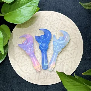 Kenny Crystals Wholesale Crystal Stone Craft Semi-precious Gemstone 3 Colors Opalite Sailor Moon Magic Wands Carving