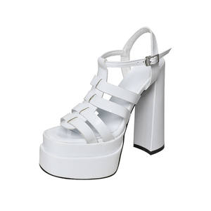 WEETKISS 2023 verde <span class=keywords><strong>blu</strong></span> rosa nero bianco tacco alto tacco grosso doppia piattaforma <span class=keywords><strong>sandali</strong></span> con tacco a T in <span class=keywords><strong>pelle</strong></span> verniciata - Product Image 6