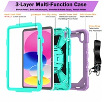 Coque antichoc intégrée avec protection anti-poussière pour iPad (A16) 11e génération 11 pouces 2025/10e génération 10,9 pouces, étui robuste antichoc avec support