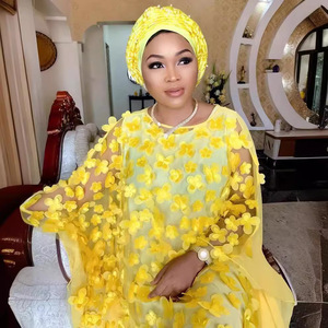 <span class=keywords><strong>Abito</strong></span> africano da donna stile Stereo <span class=keywords><strong>con</strong></span> fiori ricamati in rete girocollo <span class=keywords><strong>maniche</strong></span> <span class=keywords><strong>a</strong></span> <span class=keywords><strong>pipistrello</strong></span> ampio gilet <span class=keywords><strong>a</strong></span> vestaglia lunga - Product Image 2