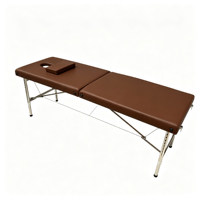 Table de massage pliable robuste à 2 sections avec pieds en acier inoxydable, éponge haute densité, design moderne pour la salle de sport et l'hôtellerie