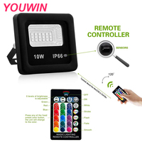 Projecteur LED extérieur YOUWIN IP66 étanche 10W RGB avec télécommande en aluminium certifié CE ROHS Options AC