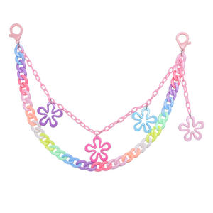 Chaîne de pantalon double couche en acrylique à motif floral avec chaîne de taille couleur bonbon pour jeans décontractés, chaîne de corps tendance - Product Image 5