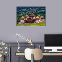 Toile numérique d'art mural sur l'architecture traditionnelle des monastères de l'Himalaya pour la décoration intérieure de la maison et des hôtels, Palais historique de la capitale du Bhoutan