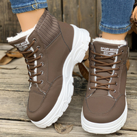 Chaussures d'hiver pour femmes à semelle épaisse, doublées de fourrure, à lacets, plateforme haute, chaudes, tendance, multicolores.