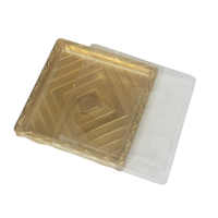 Boîte d'emballage transparente en plastique pour pâtisseries et confiseries, en PET de qualité alimentaire, carrée, dorée, pour cadeaux de fête, boîtes à friandises, boîte cadeau en plastique pour dattes
