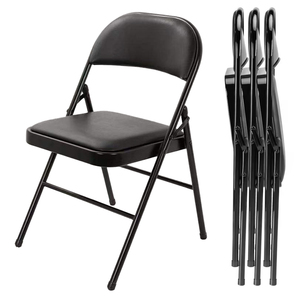 Chaise pliante moderne en métal <span class=keywords><strong>noir</strong></span> pour école, restaurant, villa, cour, bureau, chaise pliante en cuir - Product Image 1