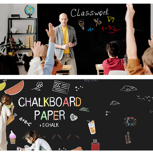 Autocollant <span class=keywords><strong>de</strong></span> tableau noir en CPP non magnétique FOSKA, adapté aux enfants, pour salles <span class=keywords><strong>de</strong></span> jeux, cuisines ou murs photo DIY, avec 5 couleurs <span class=keywords><strong>de</strong></span> <span class=keywords><strong>craie</strong></span> incluses - Product Image 5