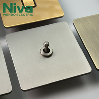 Interruptor de pared de 1 vía de la serie Niva NV2, interruptor de palanca de acero inoxidable, estándar británico, interruptores y enchufes eléctricos de metal, voltaje máximo 220V 13A