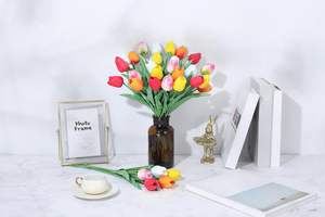 Lot de bouquets de tulipes réalistes en gros, fleurs artificielles blanches en PU souple de haute qualité pour restaurants - Product Image 3
