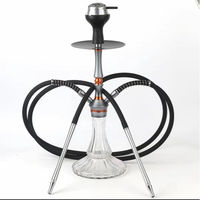 Chicha arabe de taille moyenne, ensemble de chicha en alliage d'aluminium à double tuyau (kit complet) idéal pour les bars, les KTV et les boîtes de nuit