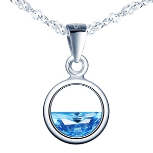 Luccicante acquatico ciondolo cristallino S925 collana in argento scintillante gemma gioielli in linea di galleggiamento - Product Image 1