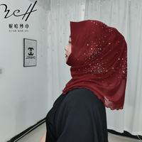 Voile pour femmes musulmanes à double couche avec strass brillants et bords doux |   Vêtements de tous les jours pour fournisseurs