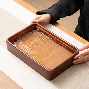 Bandeja rectangular minimalista de estilo japonés para almacenamiento de agua, mesa de té seco para el hogar, bandeja de té de bambú con drenaje, pequeña bandeja seca. - Product Image 4