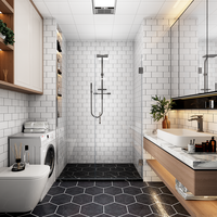Porte de douche d'angle moderne sans cadre en verre trempé de 3/8 po avec charnières pour salle de bain, hôtel et villa
