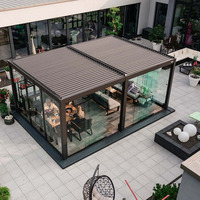 Pergola de jardin motorisée de style européen, résistante aux intempéries, avec toit rétractable, pare-soleil, toit imperméable, toit à lamelles extérieur