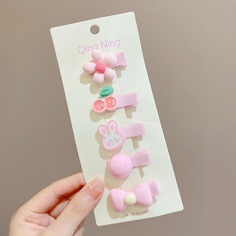 10# pink flower hairpin five-piece set