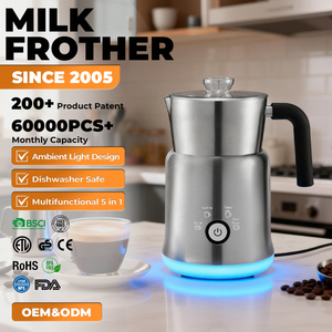 Venta Directa, Precio Económico, Espumador <span class=keywords><strong>de</strong></span> <span class=keywords><strong>Leche</strong></span> Eléctrico Multifunción 5 en 1 para Cocina, Desayuno y Café, <span class=keywords><strong>Calentador</strong></span> <span class=keywords><strong>de</strong></span> <span class=keywords><strong>Leche</strong></span> Italiano, Grande, para el Hogar - Product Image 1