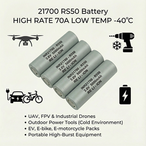 Литий-ионно-литиево-ионный аккумулятор с низкой температурой-40 ° <span class=keywords><strong>C</strong></span>, 70 А, 3,7 В, 5000 мАч, INR21700 RS50, перезаряжаемая цилиндрическая ячейка, литий-ионный 21700 аккумулятор - Product Image 3