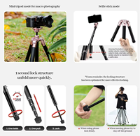 Tripod Ponsel Multifungsi yang Dapat Disesuaikan, Ringan, Portabel, Penyangga Kamera Digital dan Ponsel, Tripod Meja