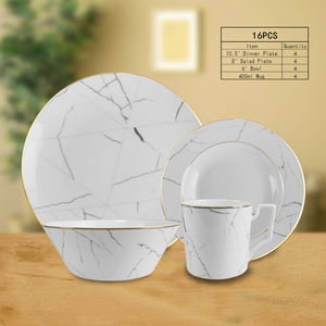 Vente en gros d'usine de bols, d'assiettes, de tasses et de services de table en porcelaine osseuse en <span class=keywords><strong>marbre</strong></span> blanc pour les restaurants, les hôtels et les fêtes. - Product Image 3
