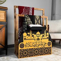 Support en bois pour Coran et tapis de prière, cadeau idéal pour le Ramadan et la décoration islamique de la maison, élégant support et organisateur doré pour tapis de prière