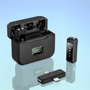 K41 Wireless Lavalier <b>Microphone</b> Dual-Port Charging Case 3.7V <b>For</b> Live Streaming Video Recording Noise Reduction - Product Image 2