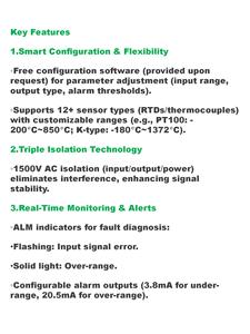 Rtd PT100 Nhiệt độ phát 0-500 ℃ phạm vi 4-20mA tín hiệu đầu ra - Product Image 3