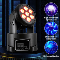 MINGJIE Projecteur Wash à Tête Mobile, 7x10W LED DMX, Lumière de Scène DJ, 12 Couleurs, Effet Wash Activé par le Son pour Mariages et Événements
