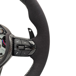 Volante Deportivo con Marco de Fibra de Carbono y Detalles en Alcántara Blanco para <span class=keywords><strong>BMW</strong></span> M3 <span class=keywords><strong>M5</strong></span> M6 F10 F15 F20 F30 F31 F32 F36 E70 E90, <span class=keywords><strong>Precio</strong></span> de Fábrica - Product Image 4