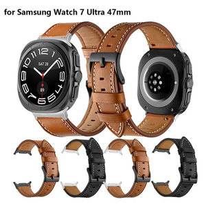 Bracelet en cuir compatible avec Samsung Galaxy Watch4 5 6 7 40mm 44mm Galaxy Watch 4 Classic 46mm 42mm Bracelet de montre noir unisexe - Product Image 6