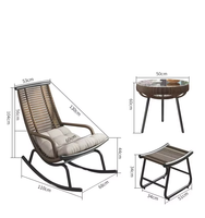 Fauteuil inclinable à bascule en rotin d'extérieur, chaise de détente pour balcon et maison, mobilier pour jardin et gîte